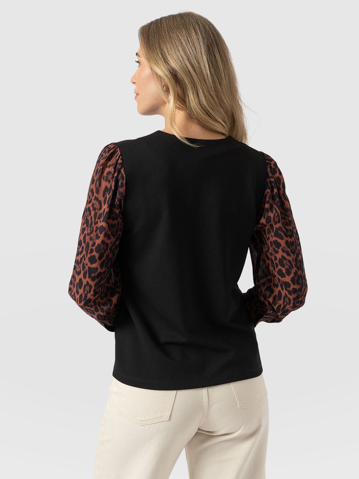 Ella Zip Up Top - Brown Leopard