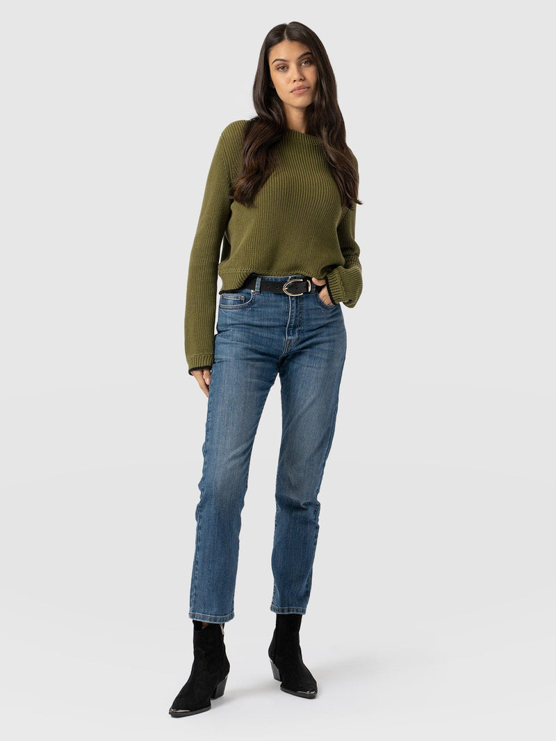 Emma Straight Leg Jean - Mid Blue