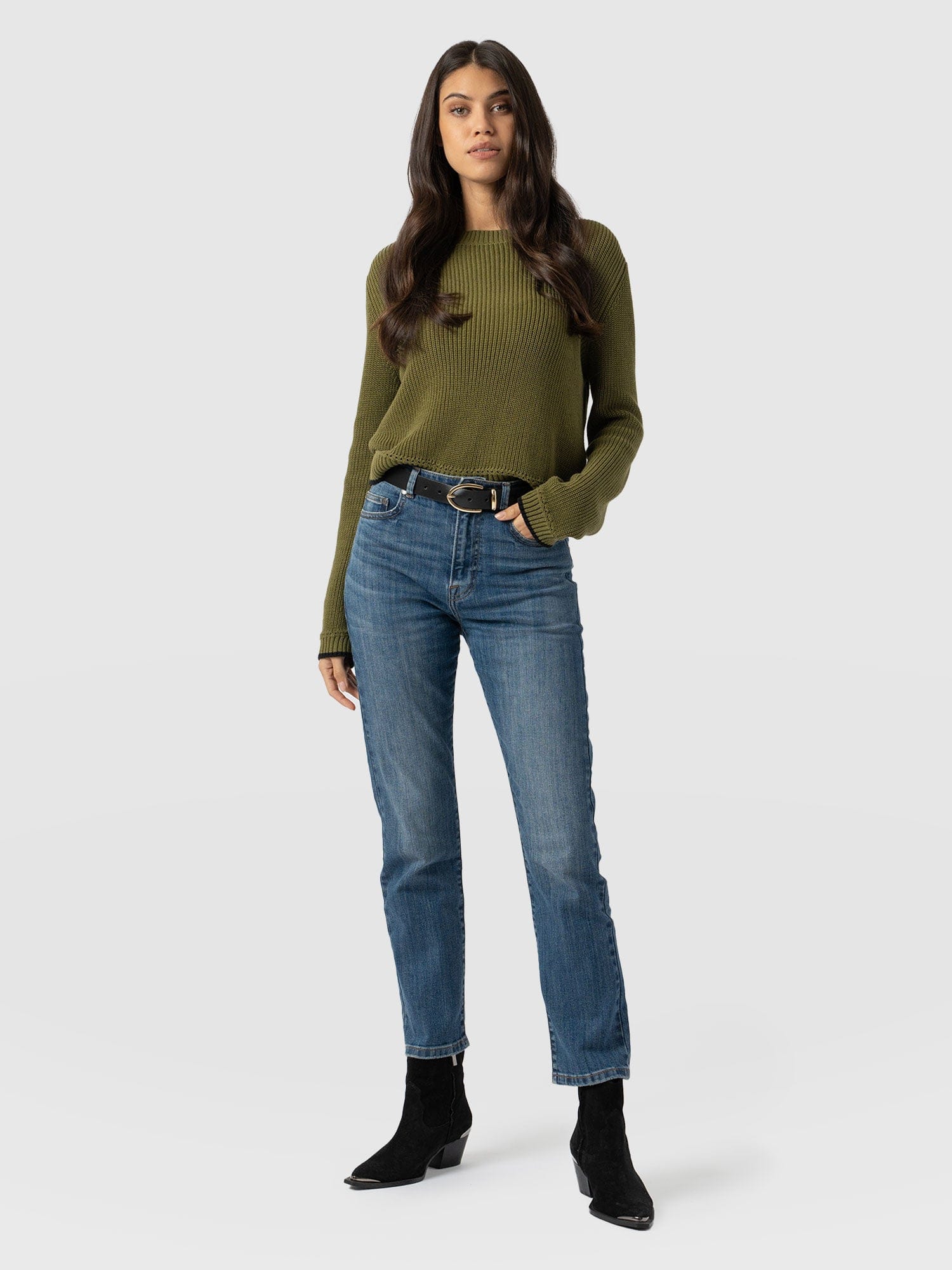 Emma Straight Leg Jean - Mid Blue