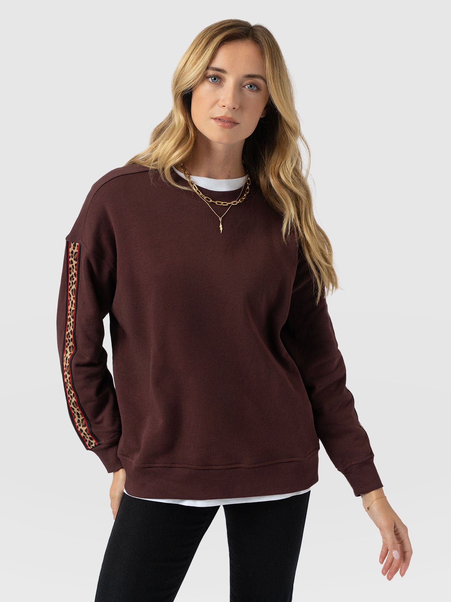 Ennis Sweatshirt - Maroon - Leopard - Women's Jumpers | Saint + Sofia® UK