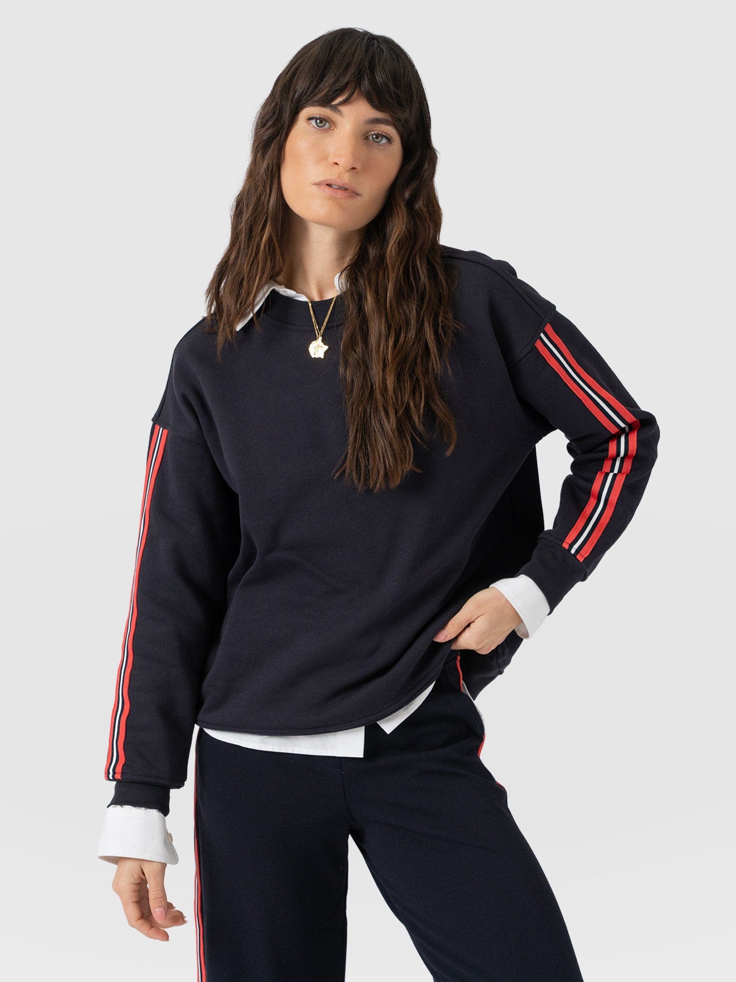 Ennis Sweatshirt - Navy - Red Stripe