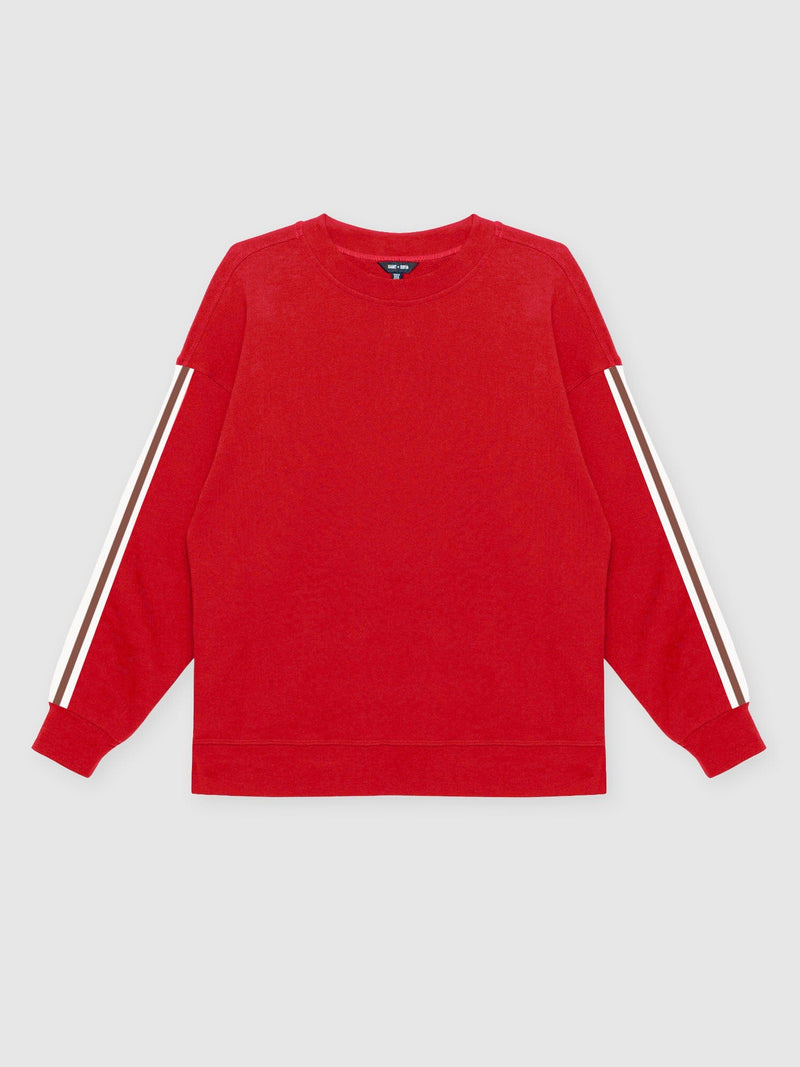 Ennis Sweatshirt - Red - Brown Stripe