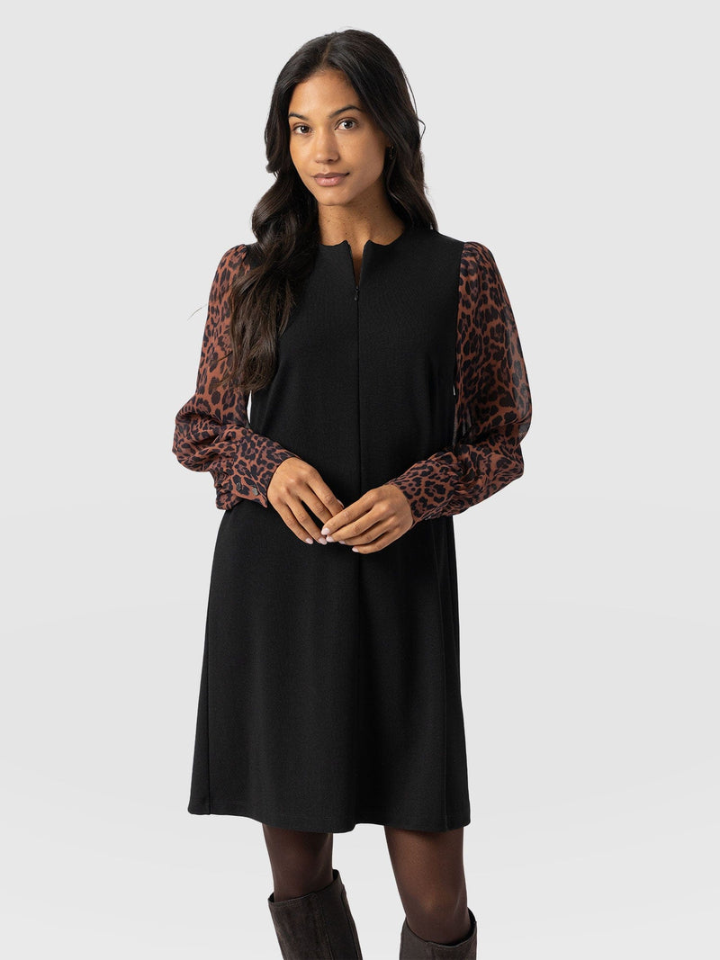 Esme Zip Up Dress - Brown Leopard