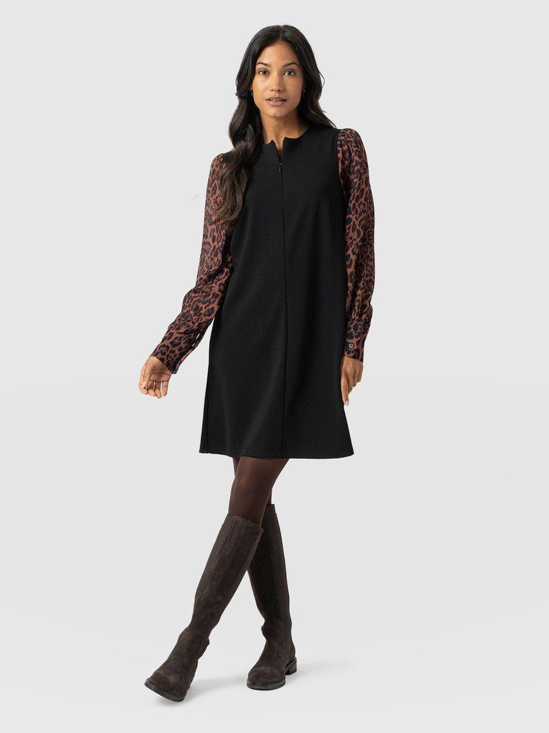 Esme Zip Up Dress - Brown Leopard