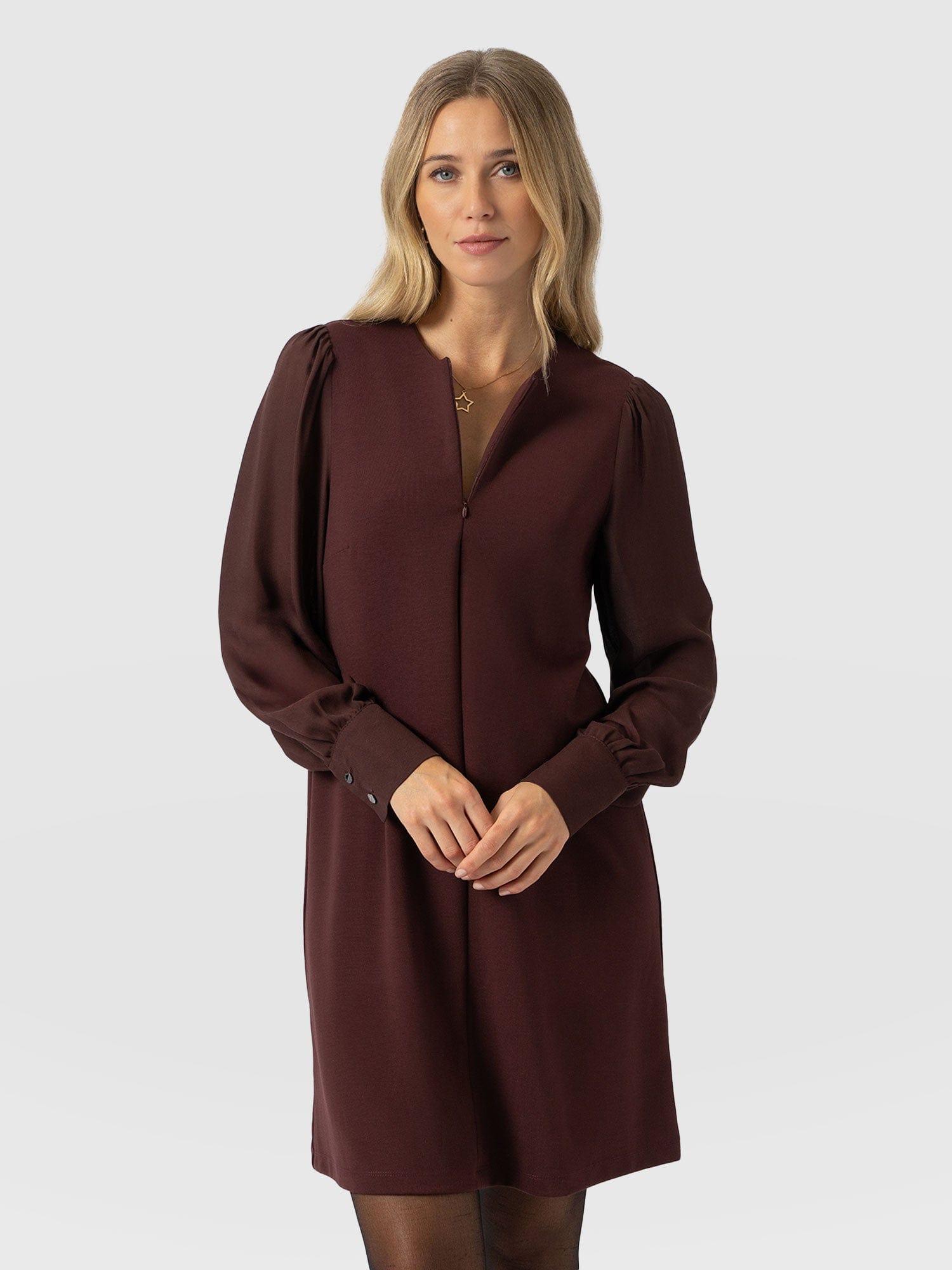 Esme Zip Up Dress Maroon - Women's Dresses | Saint + Sofia® UK