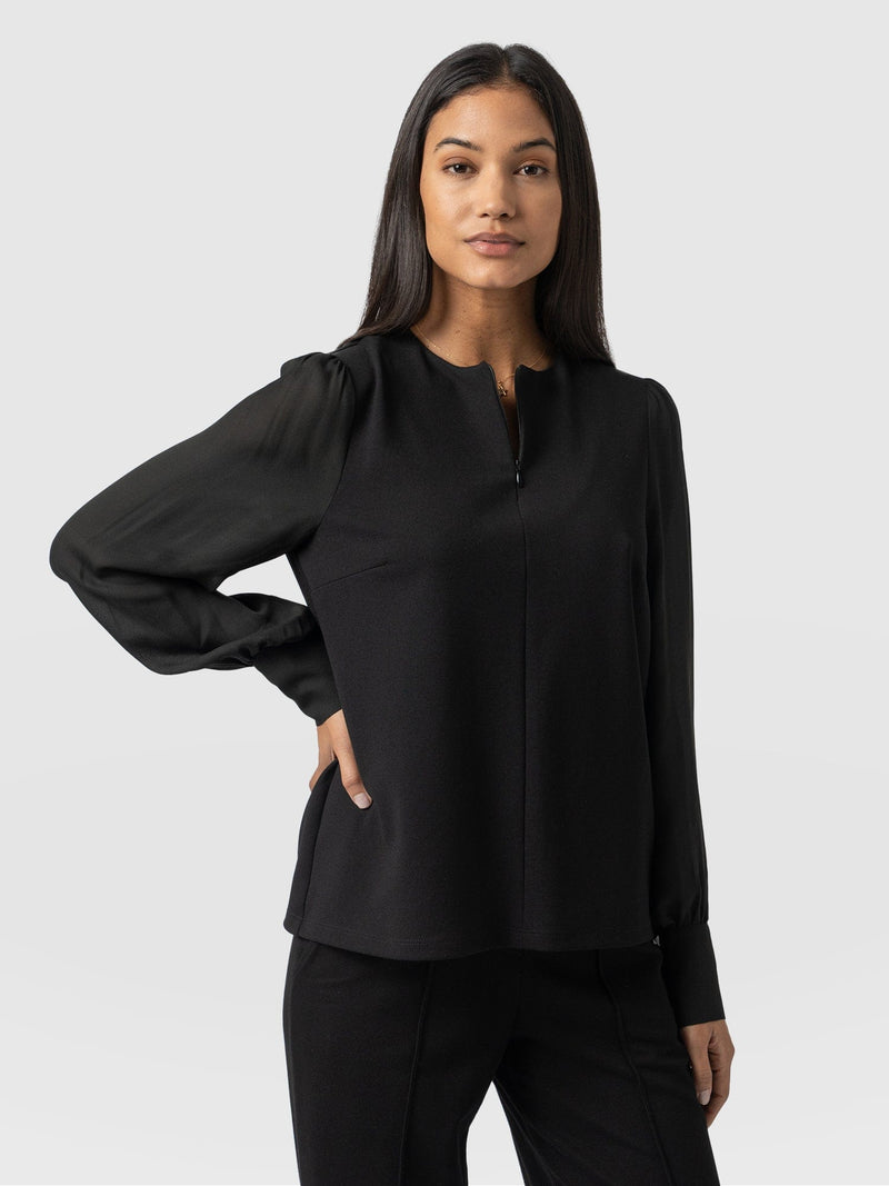 Esme Zip Up Top - Black