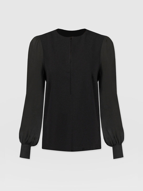 Esme Zip Up Top - Black