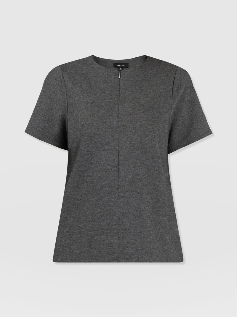 Keller Zip Up Tee - Charcoal