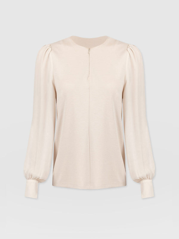 Esme Zip Up Top - Light Beige