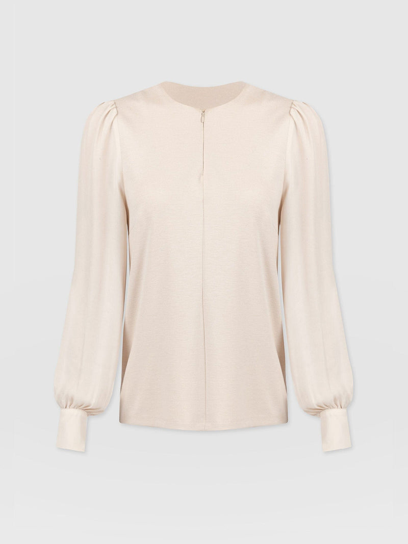 Esme Zip Up Top - Light Beige