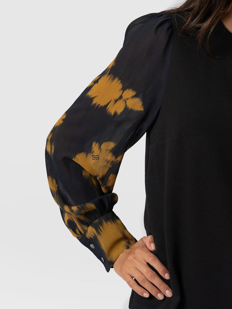 Esme Zip Up Top - Yellow Fade Floral