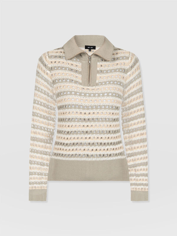 Ester Quarter Zip Knit - Beige