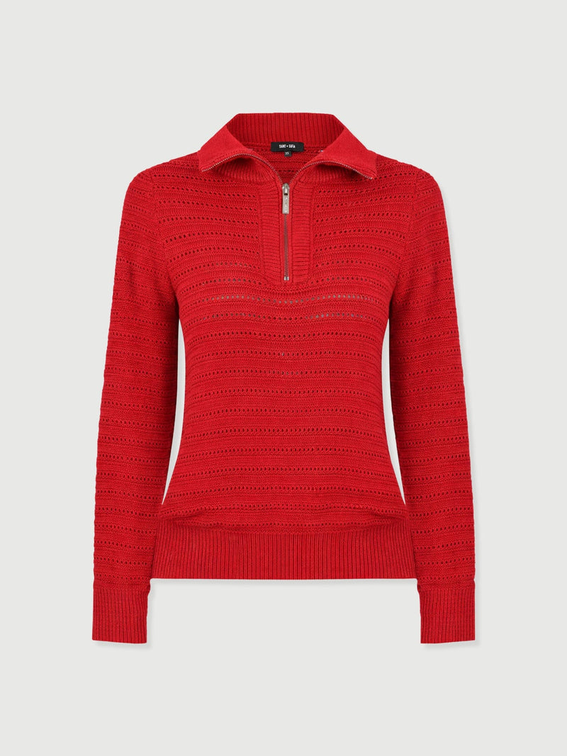 Ester Quarter Zip Knit - Red