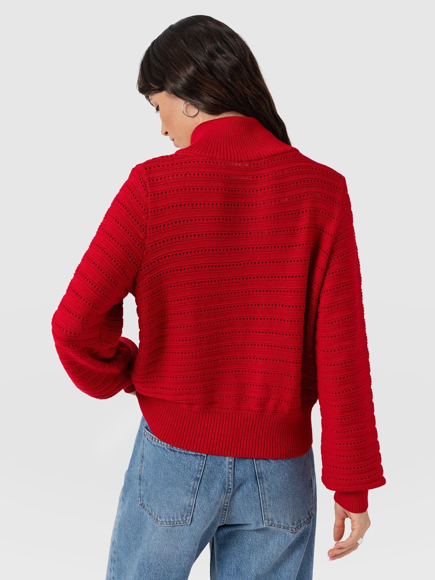 Ester Quarter Zip Knit - Red