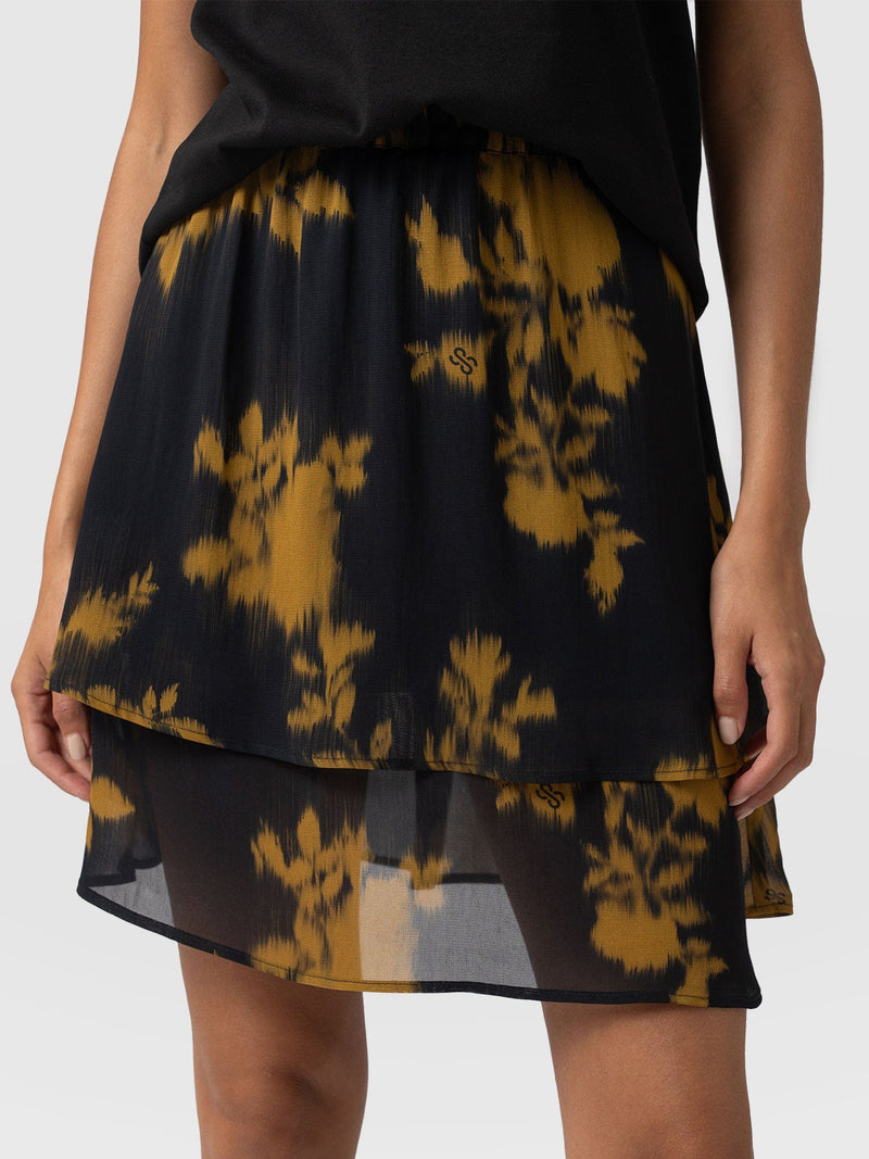 Etta Mini Layered Skirt - Yellow Fade Floral