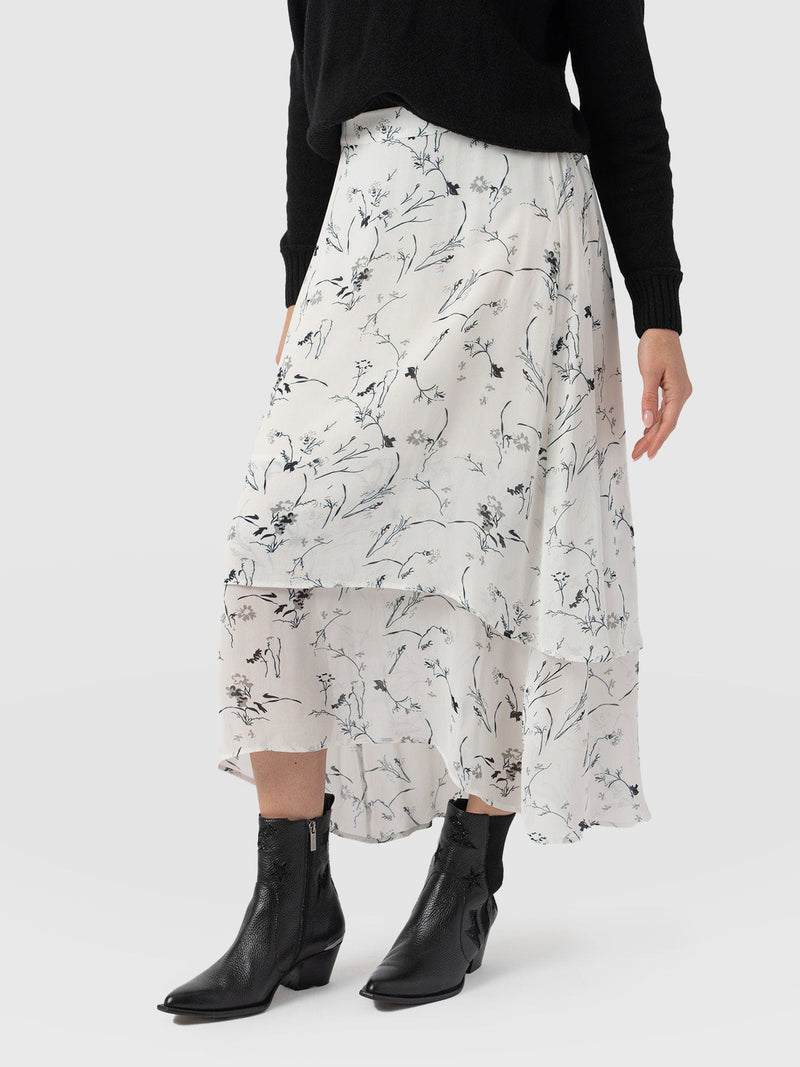 Etta Layered Skirt - White Floral