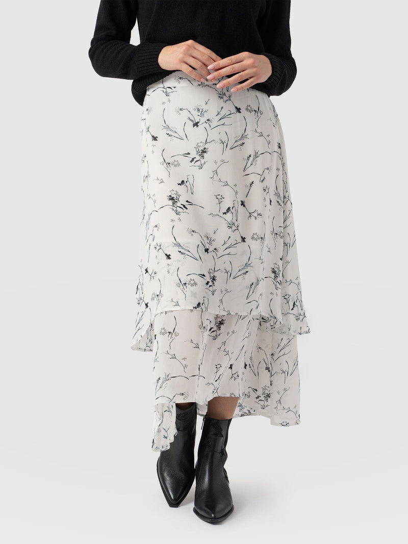 Etta Layered Skirt - White Floral