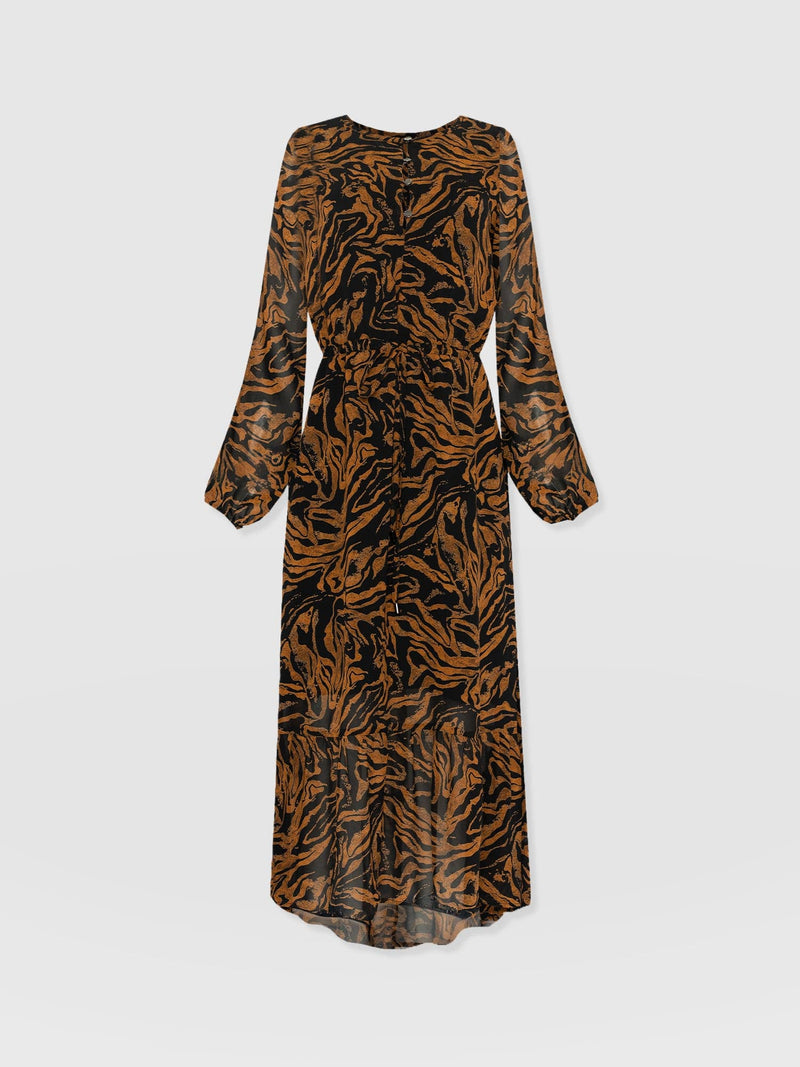 Evelyn High Low Dress - Brown Zebra - Women's Dresses | Saint + Sofia® UK