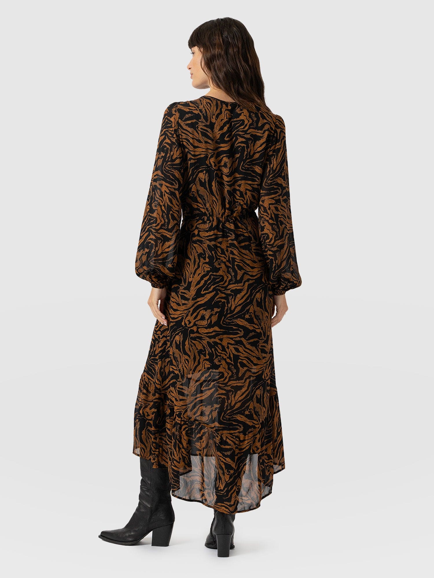 Evelyn High Low Dress - Brown Zebra - Women's Dresses | Saint + Sofia® UK