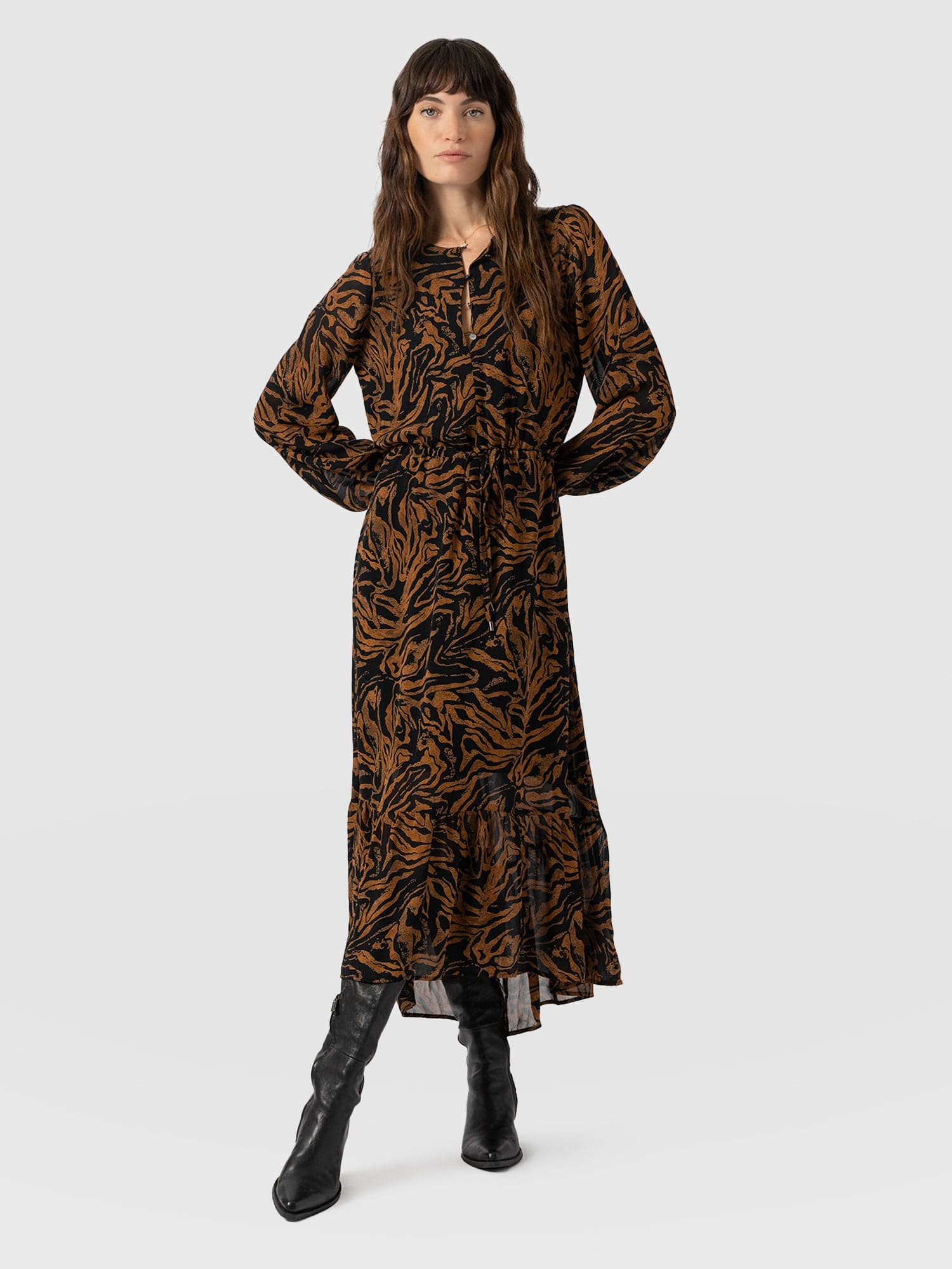 Evelyn High Low Dress - Brown Zebra - Women's Dresses | Saint + Sofia® UK