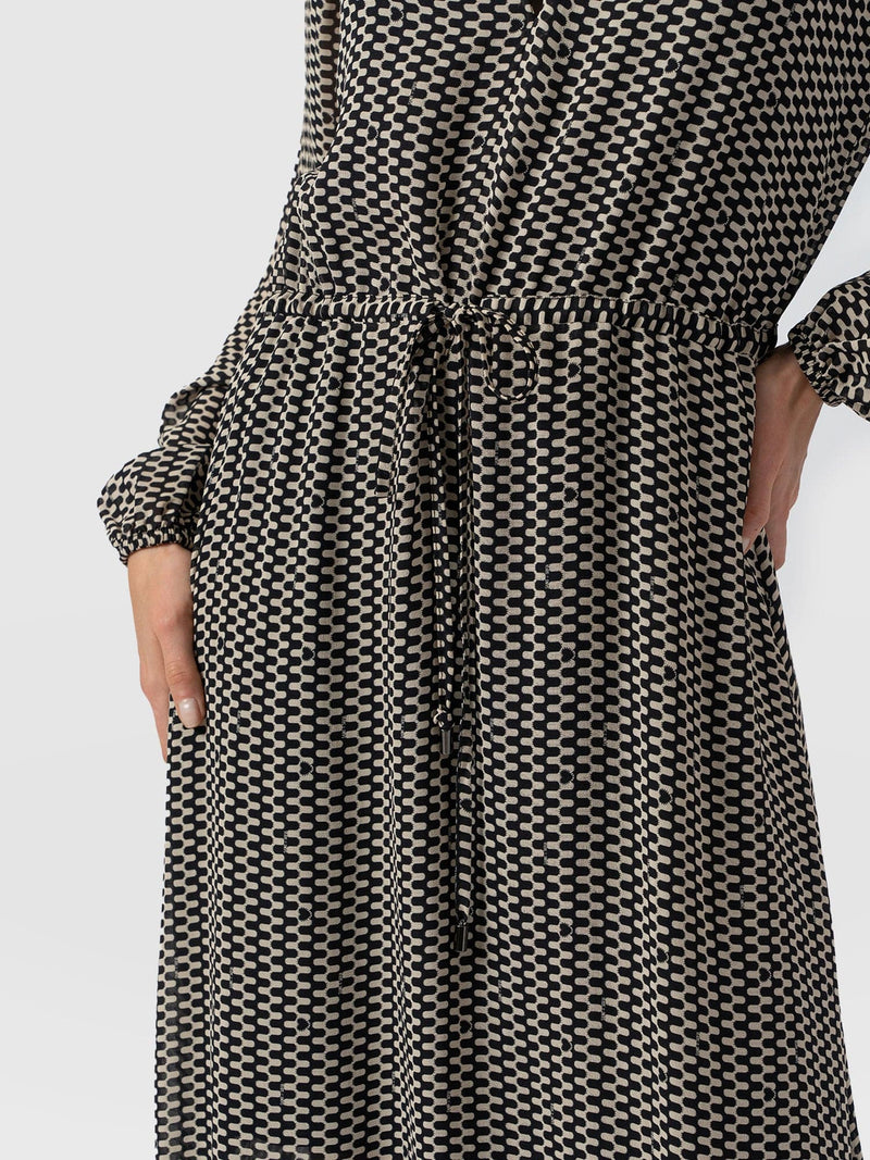 Evelyn High Low Dress - Monochrome Wave