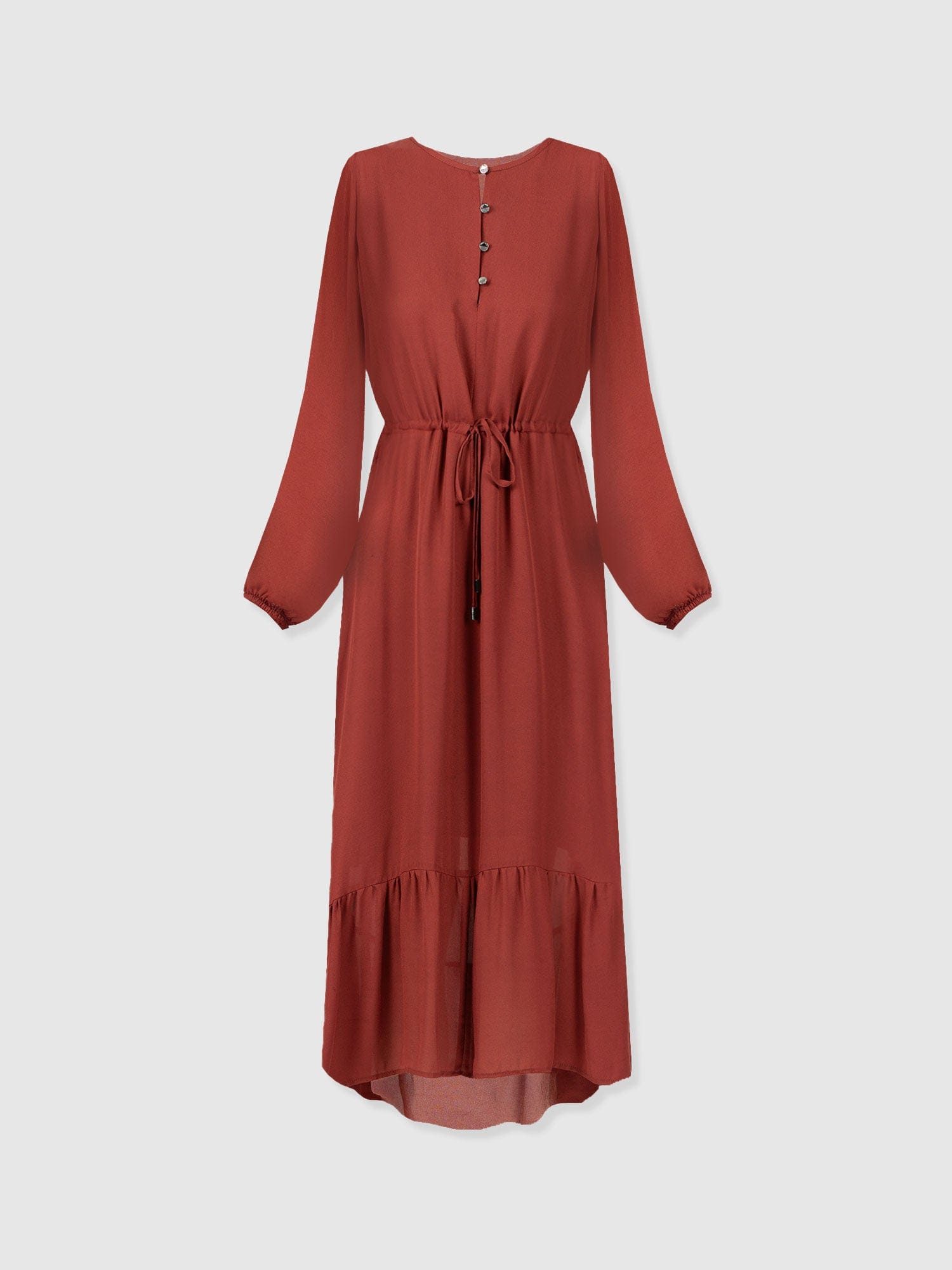 Evelyn High Low Dress - Rust Red
