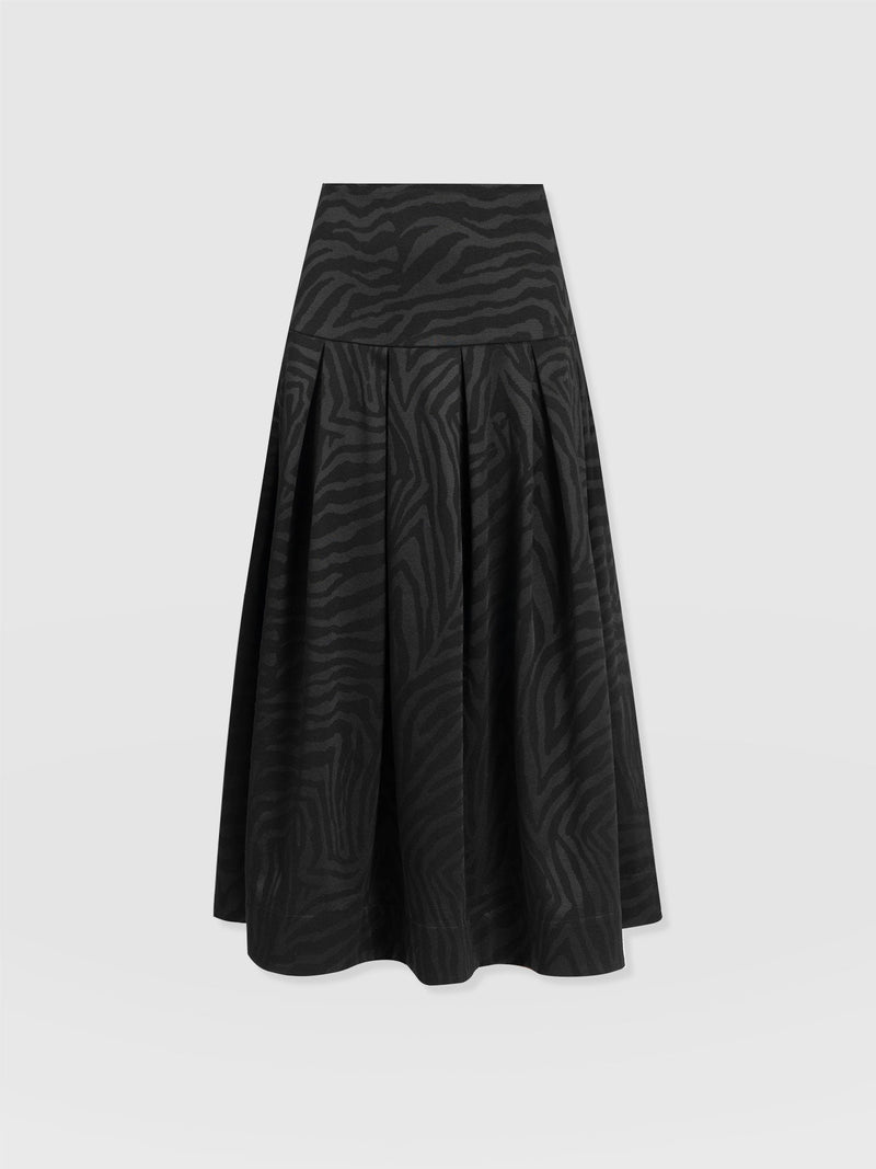 Everly Pleated Skirt - Black Zebra