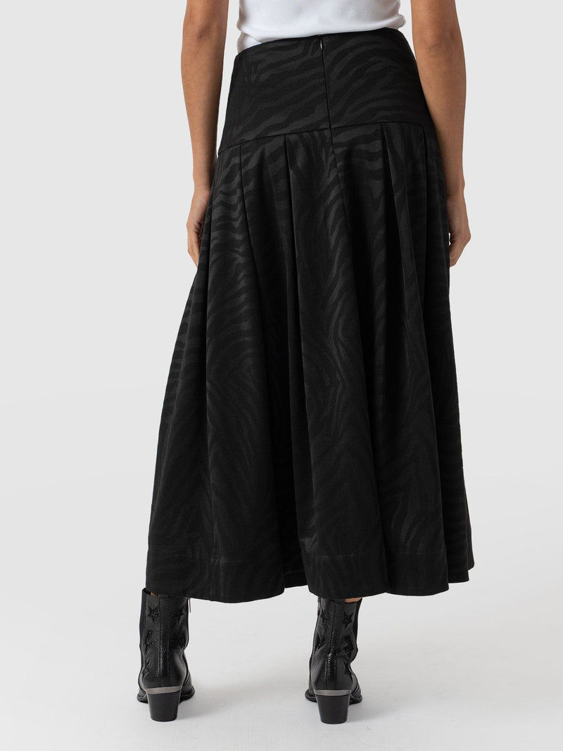 Everly Pleated Skirt - Black Zebra