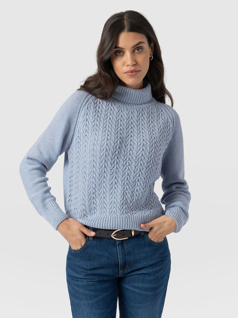 Glen Cable Knit Jumper - Pale Blue