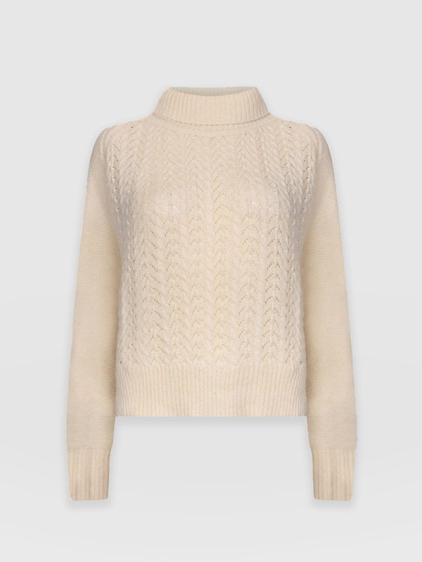 Glen Cable Knit Jumper - Cream