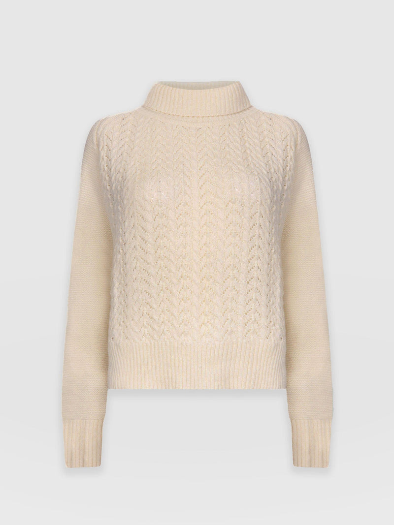 Glen Cable Knit Jumper - Cream