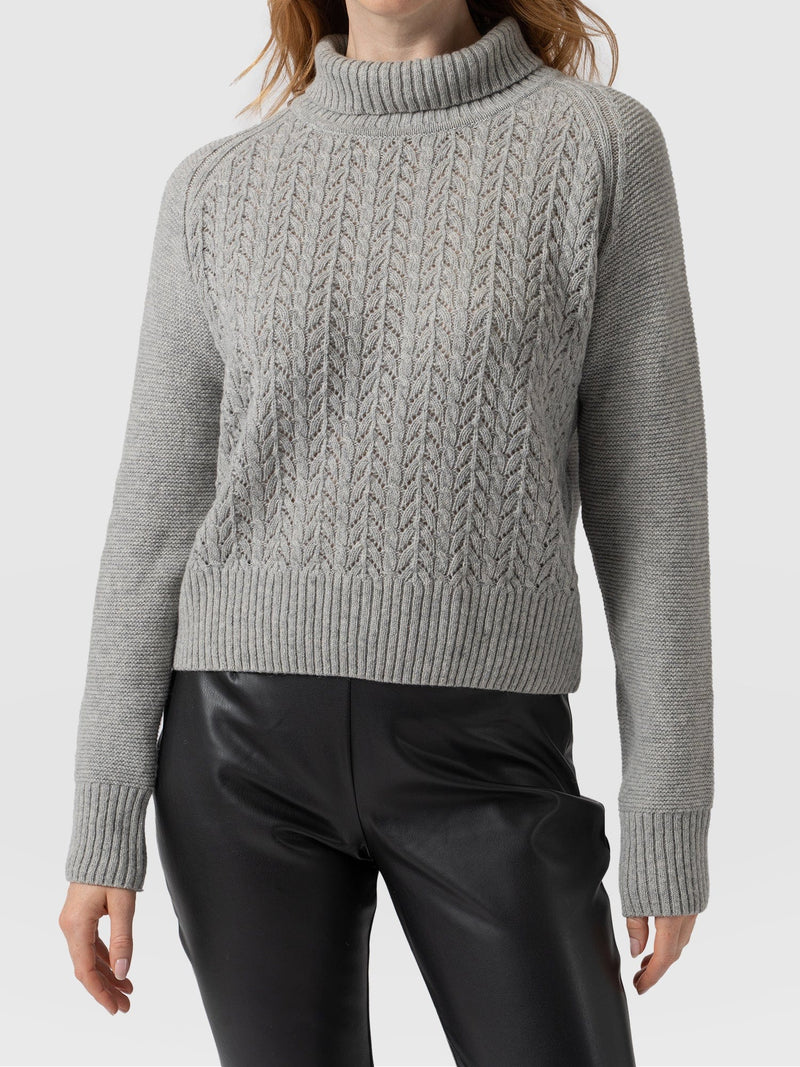 Glen Cable Knit Jumper - Grey Melange