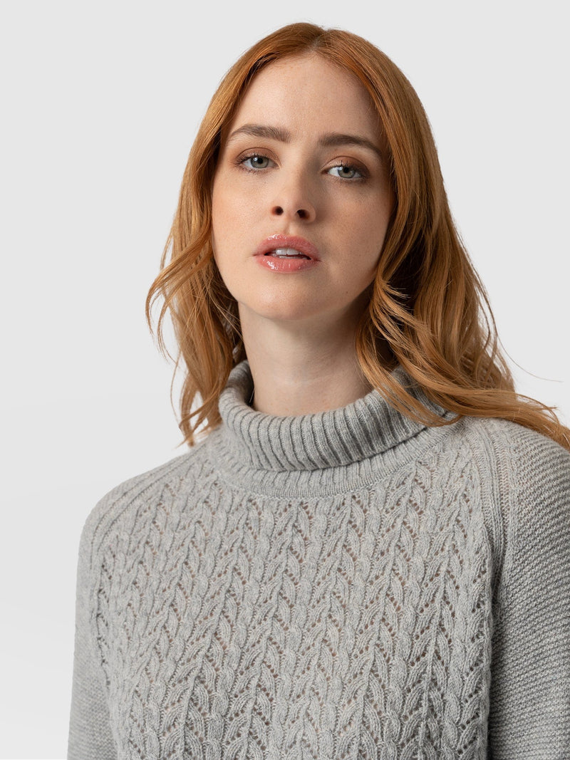 Glen Cable Knit Jumper - Grey Melange