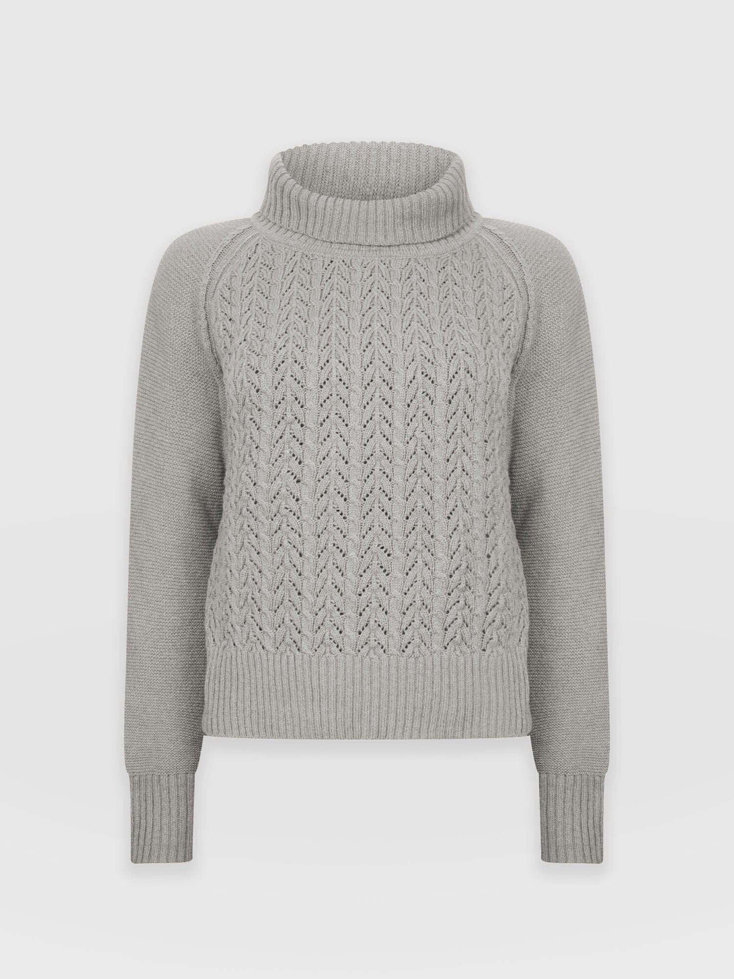 Glen Cable Knit Jumper - Grey Melange