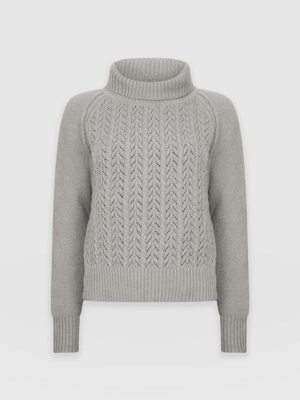 Glen Cable Knit Jumper - Grey Melange