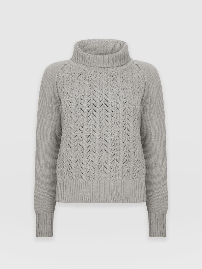 Glen Cable Knit Jumper - Grey Melange