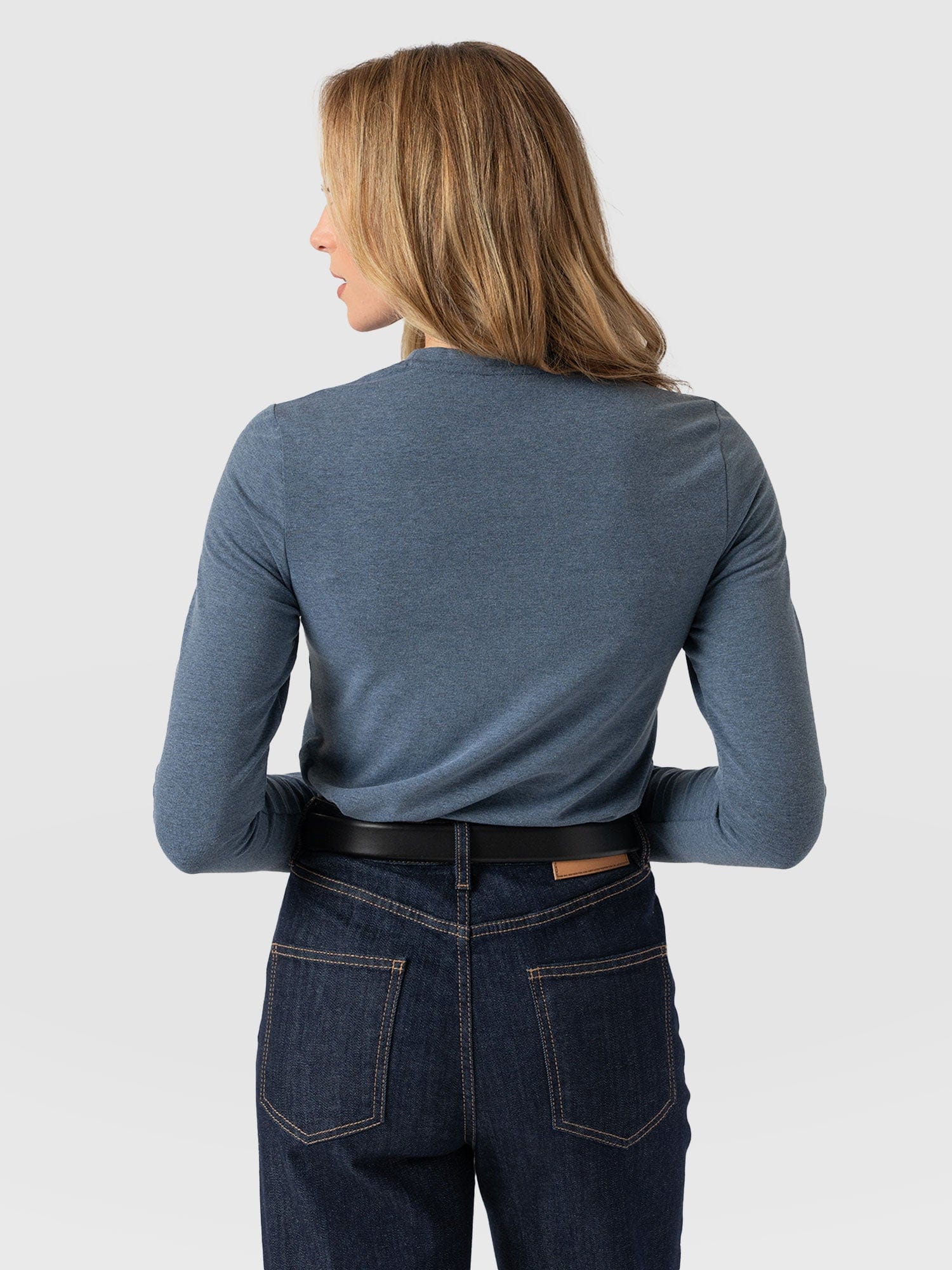Glen Crew Neck Tee Blue  - Women's Tops | Saint + Sofia® UK