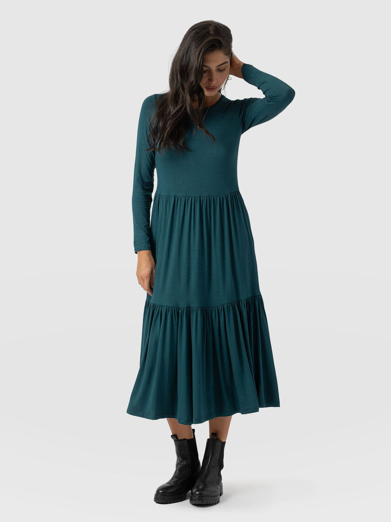 Greenwich Dress Long Sleeve - Deep Green