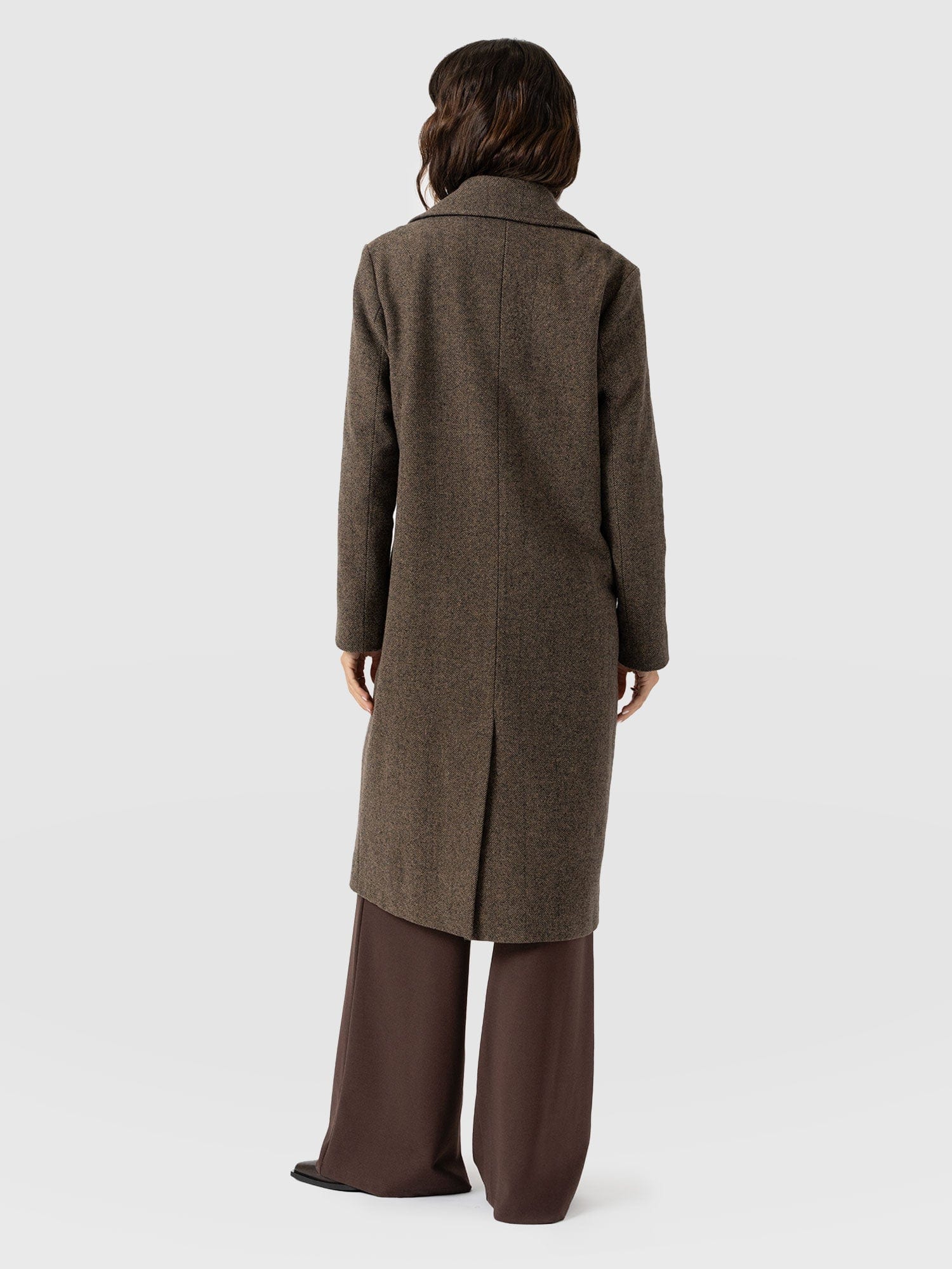 Hampton Coat - Brown Chevron - Women's Outerwears | Saint + Sofia® UK
