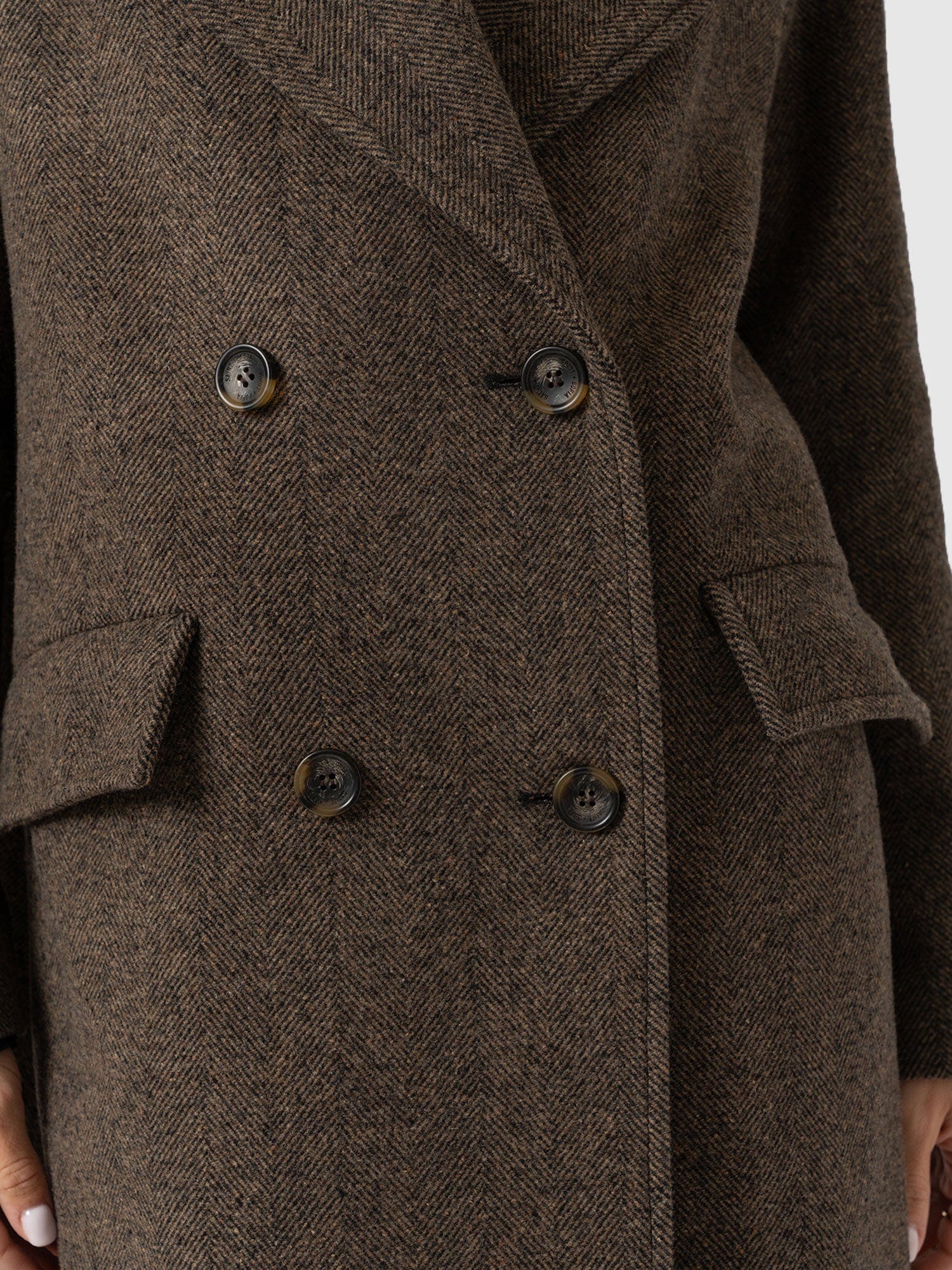 Hampton Coat - Brown Chevron - Women's Outerwears | Saint + Sofia® UK