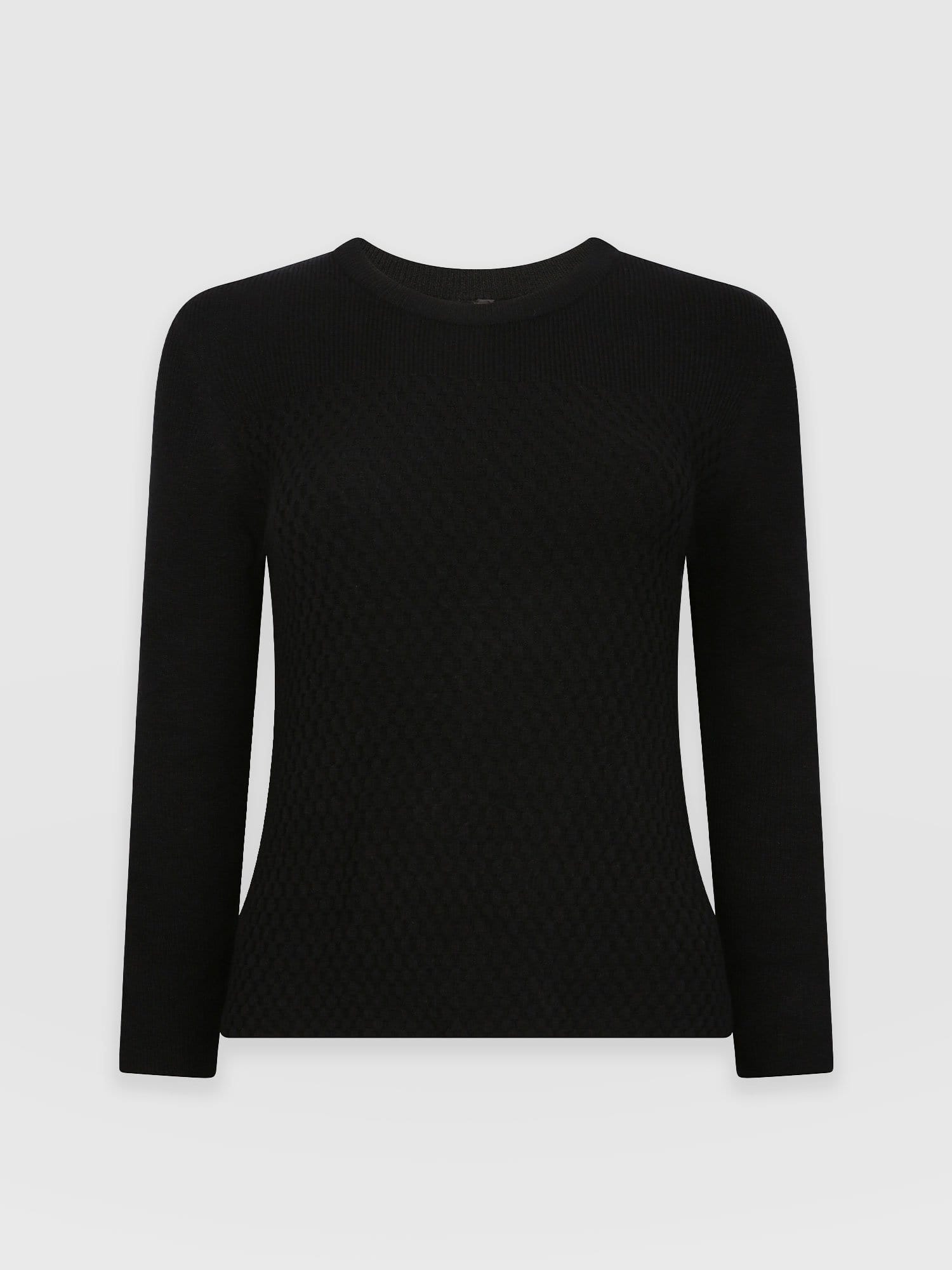 Honeycomb Rib Jumper Black - Women's Jumpers | Saint + Sofia® UK