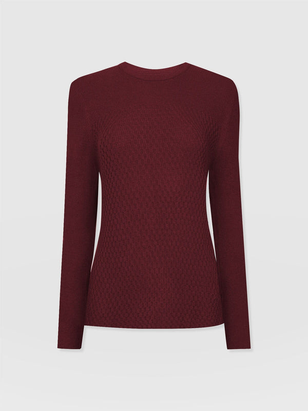 Honeycomb Rib Jumper - Burgundy