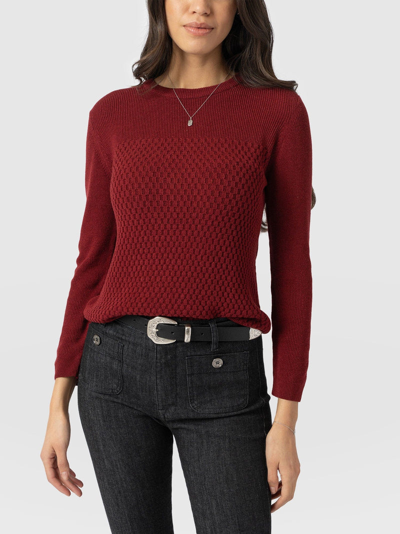 Honeycomb Rib Jumper - Burgundy