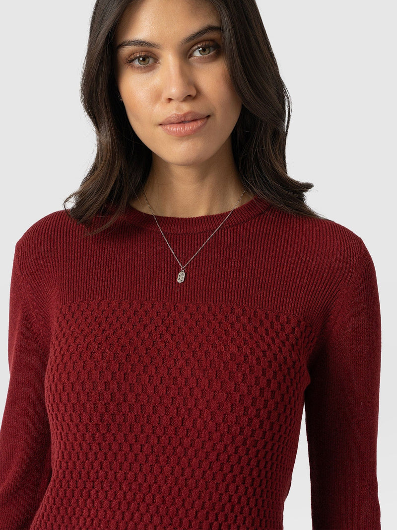 Honeycomb Rib Jumper - Burgundy