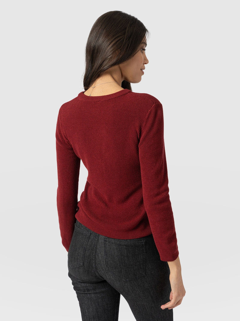 Honeycomb Rib Jumper - Burgundy