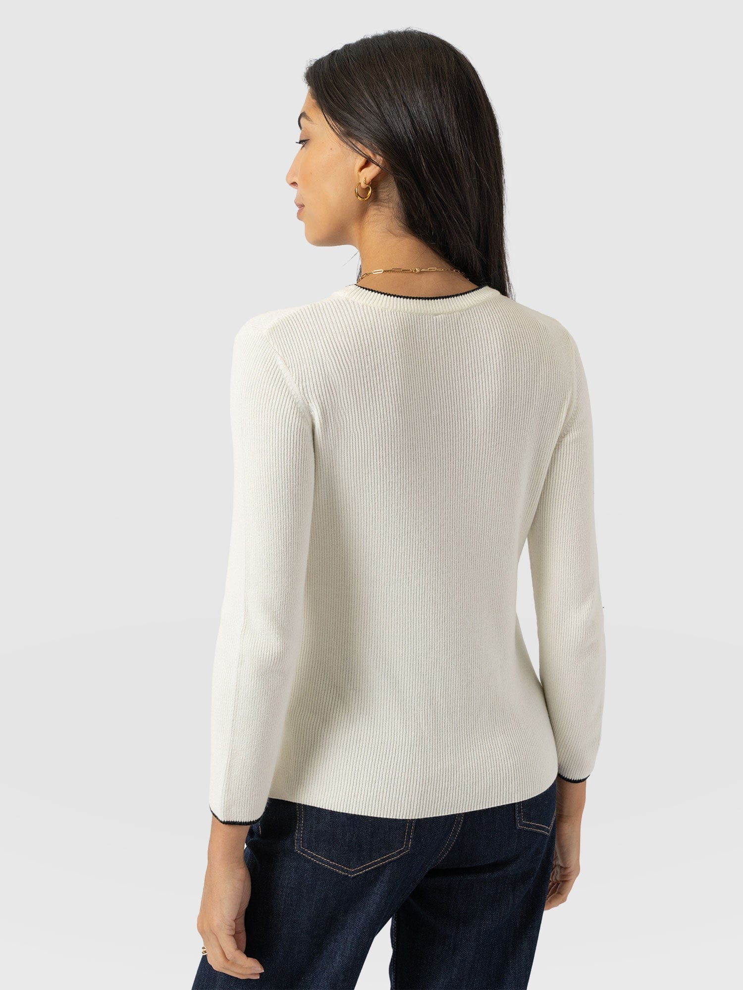 Honeycomb Rib Jumper Cream - Women's Jumpers | Saint + Sofia® UK