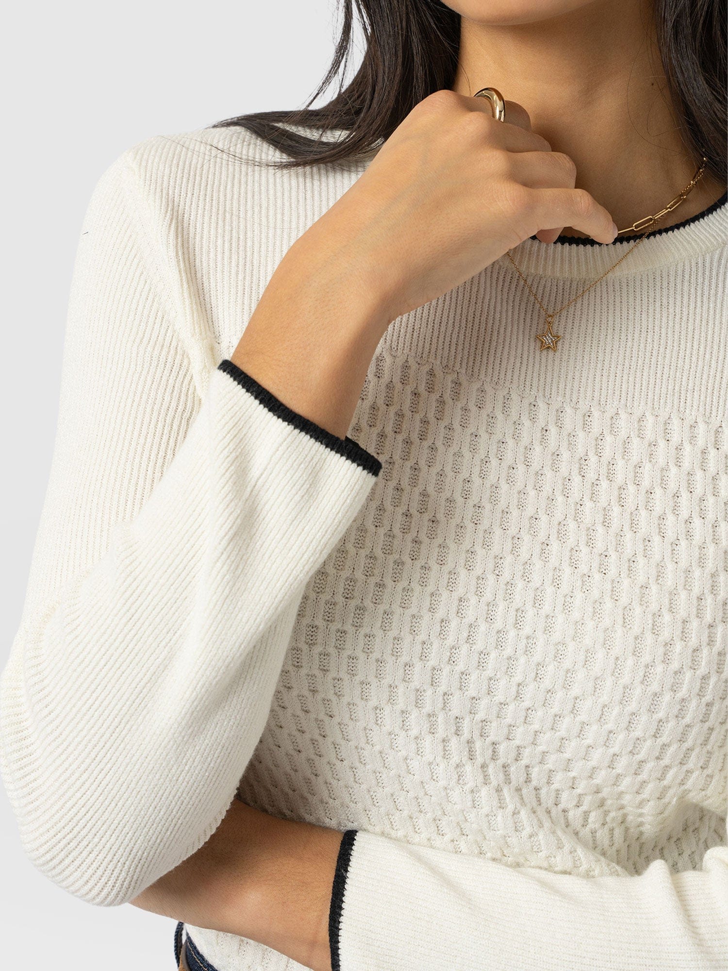 Honeycomb Rib Jumper Cream - Women's Jumpers | Saint + Sofia® UK