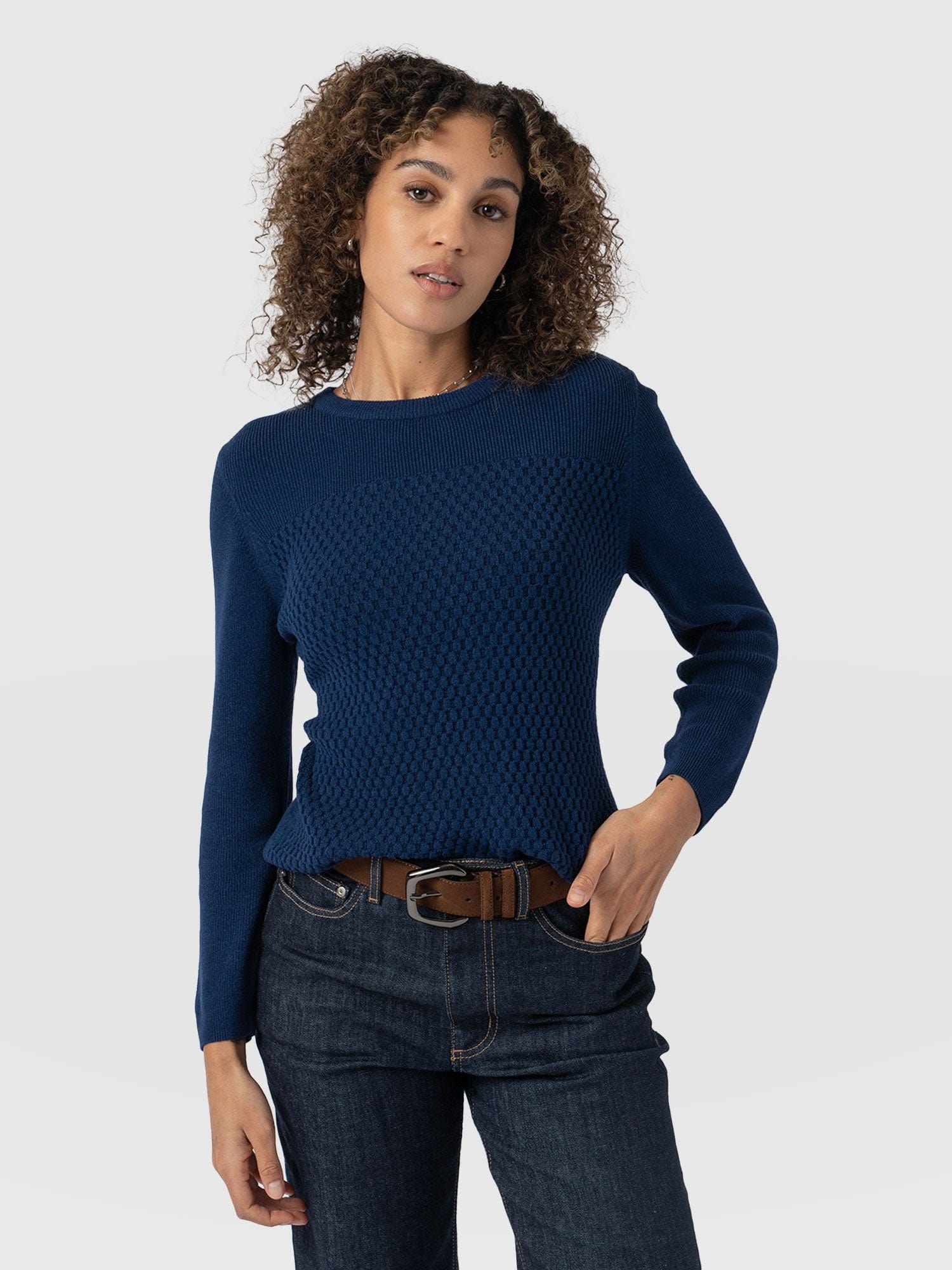 Honeycomb Rib Jumper - Navy