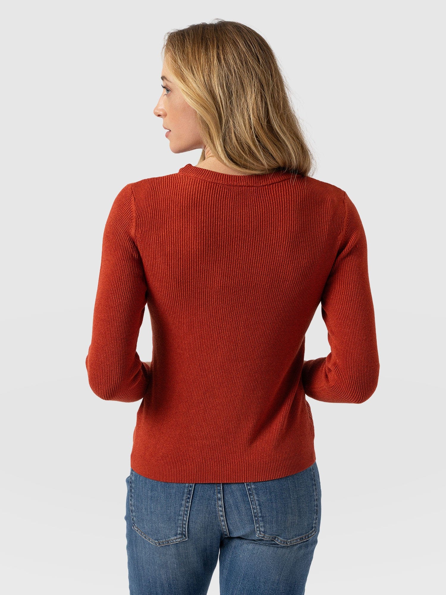 Honeycomb Rib Jumper Orange - Women's Jumpers | Saint + Sofia® UK