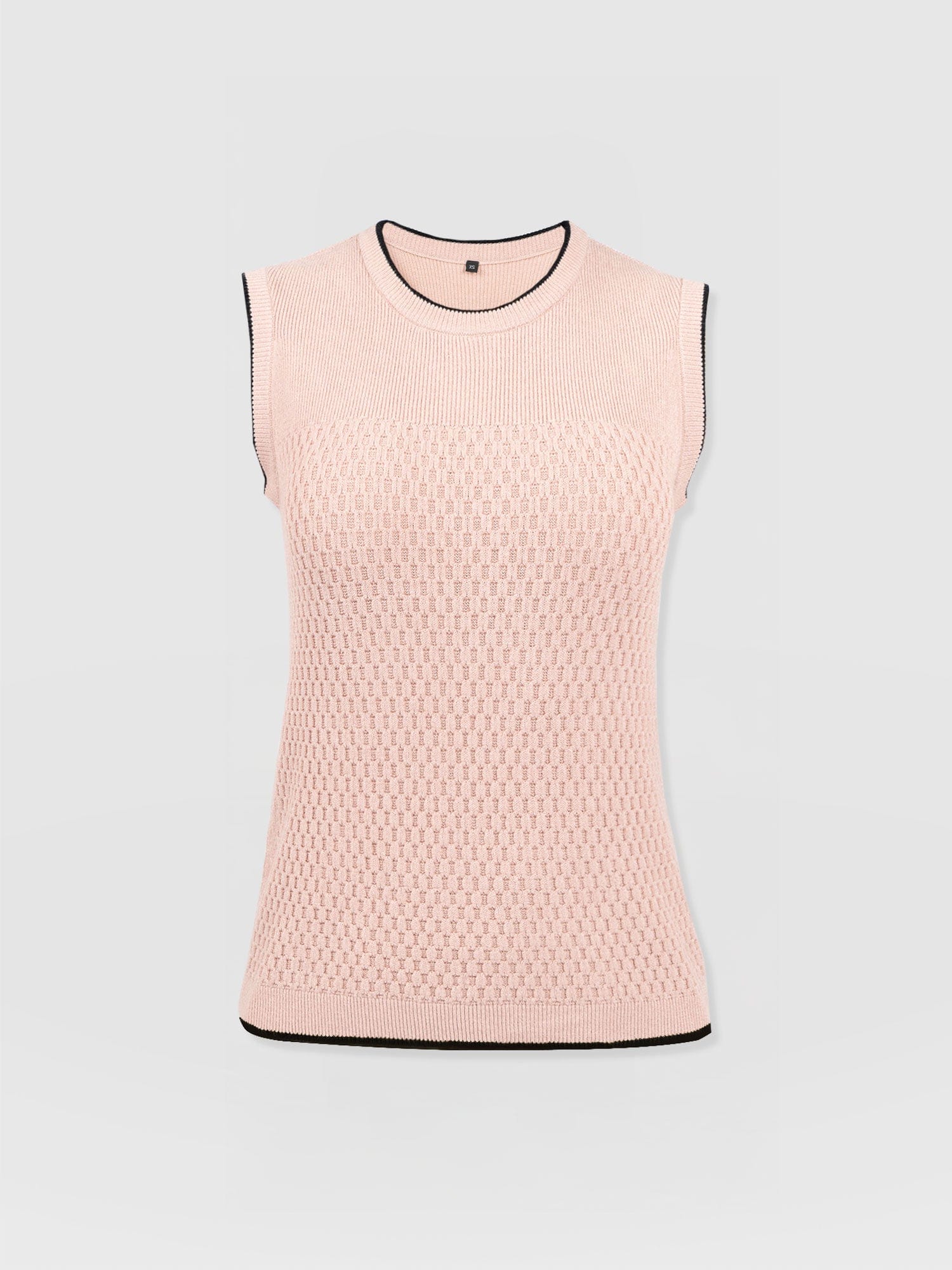 Honeycomb Sleeveless Rib Knit - Pale Pink - Women's Knitwears | Saint + Sofia? UK